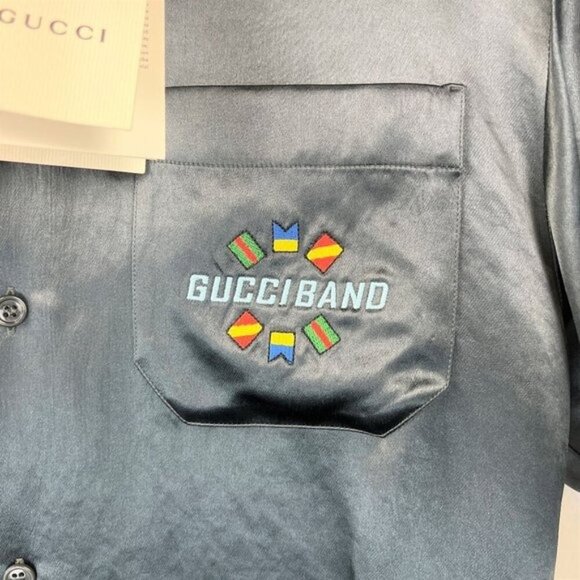 NWT Gucci 'Gucci Band' bowling shirt Size 44 - Picture 7 of 15